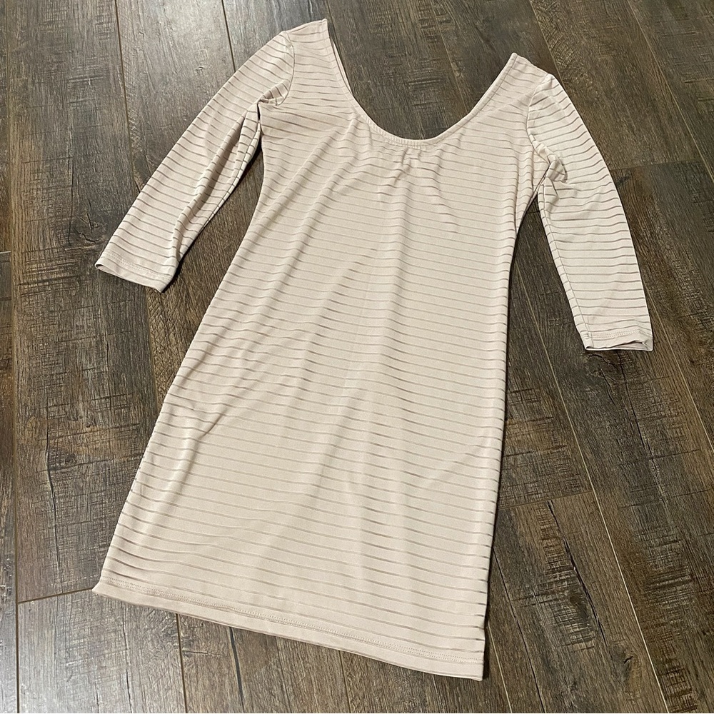 Forever 21 Size Medium Scoop Neck Bodycon Mini Stretchy Mesh Striped Dress